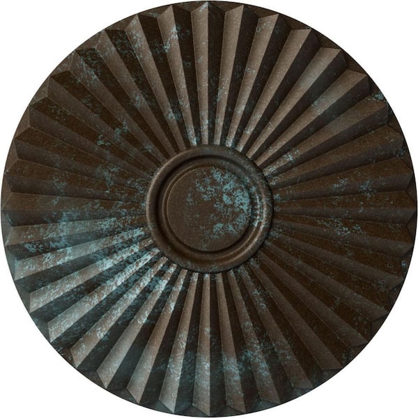 Ekena Millwork 19-3/4" x 1-3/8" Shakuras Urethane Ceiling Medallion (For Canopies upto 5"), Bronze Blue Patina