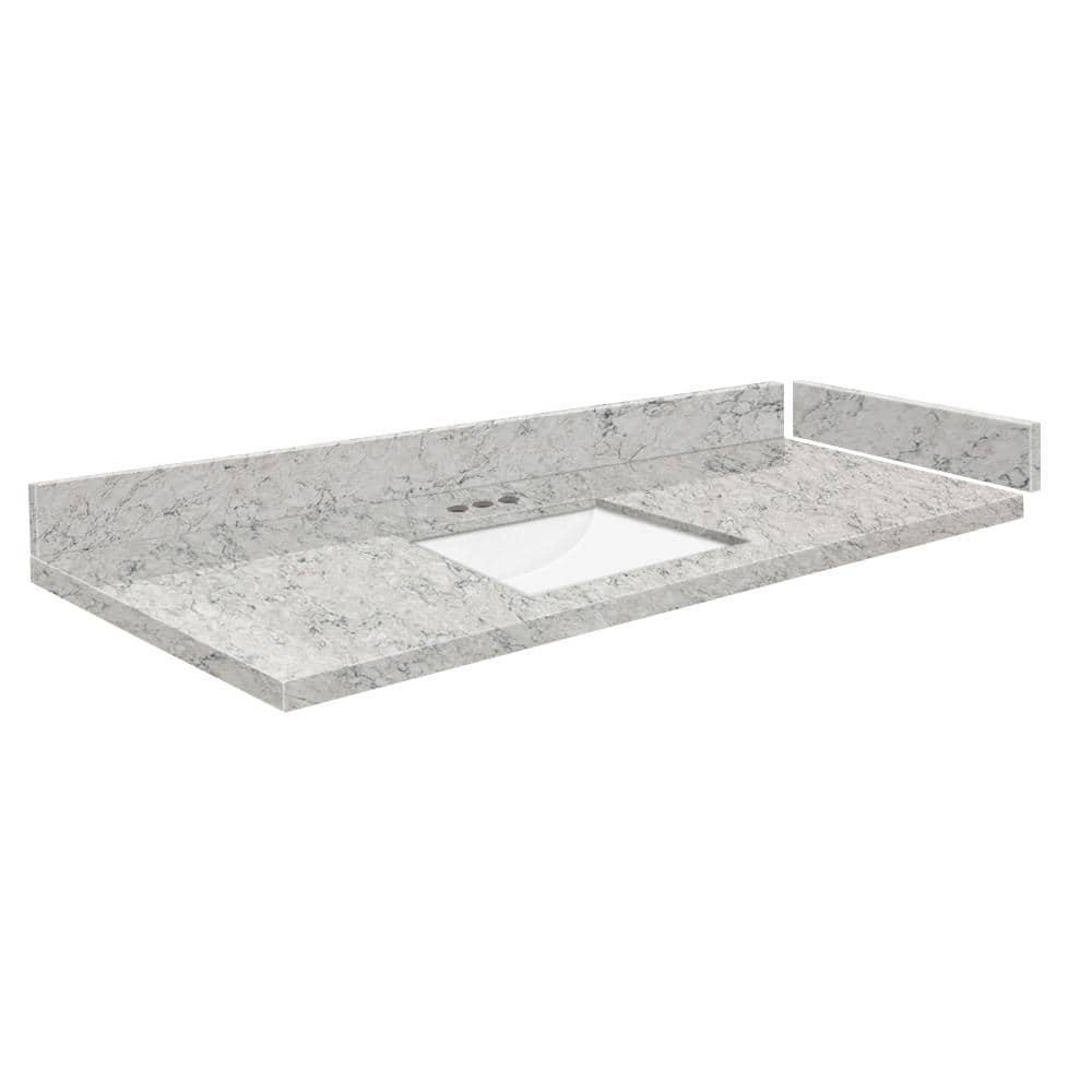 Silestone 49.5 in. W x 22.25 in. D Quartz White Rectangular Single Sink Vanity Top in Pietra -  Transolid, 608197339929