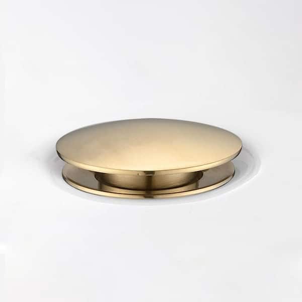Bathroom Pop-Up Drain Assembly Vessel Sink Drain Stopper with Overflow In Brushed Gold