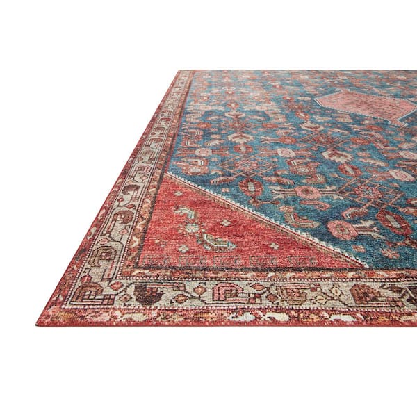 Layla Marine/Clay 9 ft. x 12 ft. Distressed Bohemian Printed Area Rug