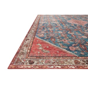 Layla Marine/Clay 2 ft. x 5 ft. Distressed Bohemian Printed Area Rug