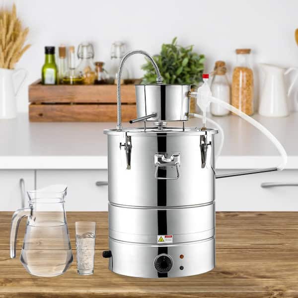 Alcohol Still, 15 Gal. 50L Water Alcohol Distiller, Home Distillery Kit for DIY Whisky Wine Brandy, Silver