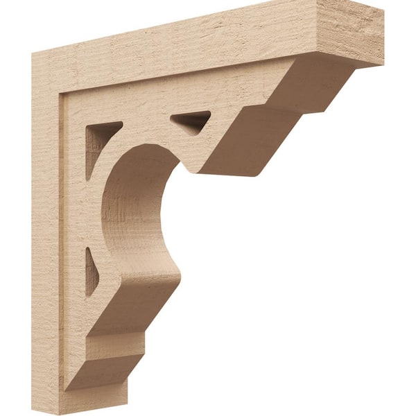 Ekena Millwork 7-in. x 28-in. x 28-in. Series 1 Thin Sheridan Rough Cedar Woodgrain Timberthane Polyurethane Corbel, Primed Tan