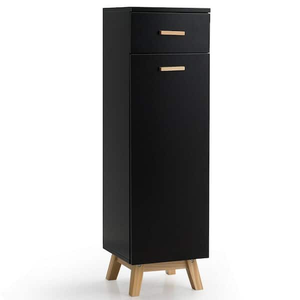 Costway 12 in. W x 12 in. D x 40 in. H Bathroom Floor Cabinet with Adjustable Shelve and Sliding Drawer Waterproof Cabinet Black