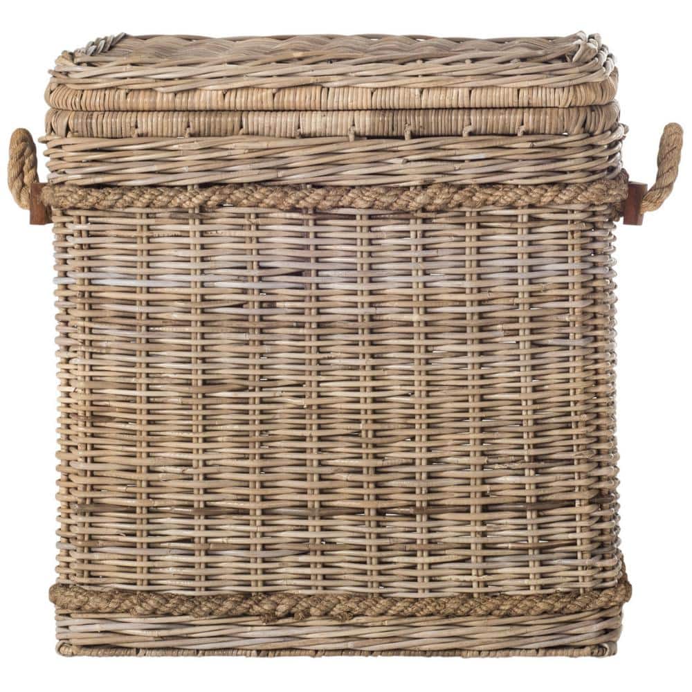 Sidonie Gray Rattan Wicker Storage Hamper with Handles