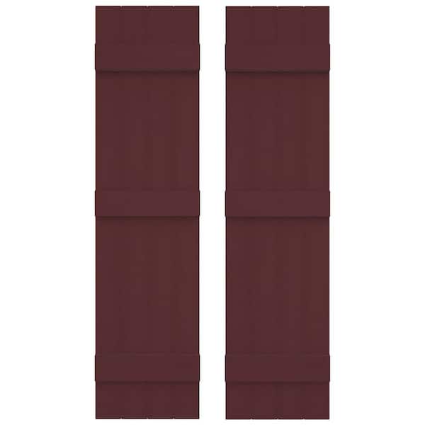 Builders Edge 14 in. W x 55 in. H Vinyl Exterior Joined Board and Batten Shutters Pair in Bordeaux