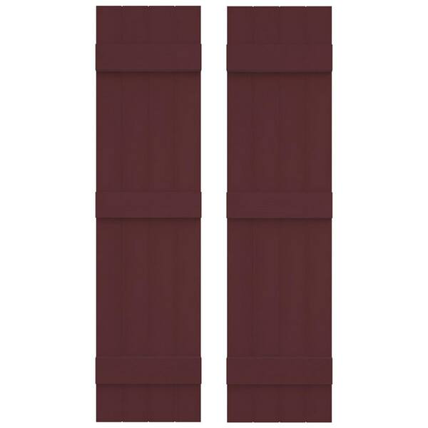 Builders Edge 14 in. W x 67 in. H Vinyl Exterior Joined Board and Batten Shutters Pair in Bordeaux