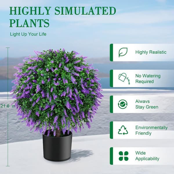18 in. Lavender Series Purple Indoor/Outdoor Artificial Shrub Set