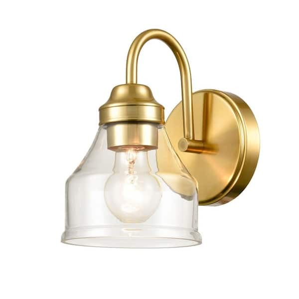CLAXY 8.2 in. 1-Light Brass Modern Wall Sconce with Standard Shade
