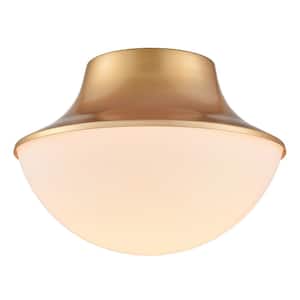 11.02 in. 1-Light Gold Finish Modern Flush Mount with Metal Shade and No Bulbs Included 1-Pack