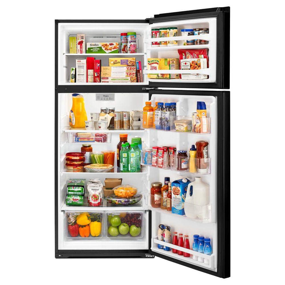 Black Freestanding Top-Freezer Refrigerator with Ice Maker, 17.7 cu. ft.
