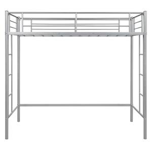 Kyle Silver Steel Frame Twin Size Loft Bed with 2-Sides Ladders