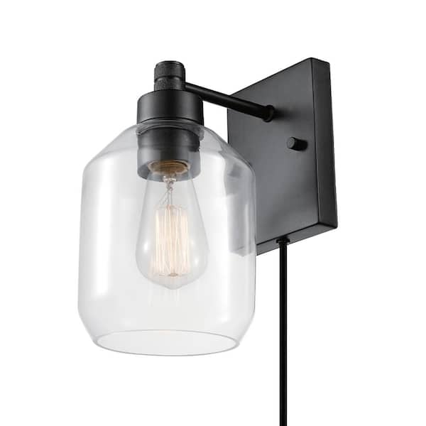 Globe Electric Middleton 1-Light Dark Bronze Plug-In or Hardwire Modern Wall Sconce