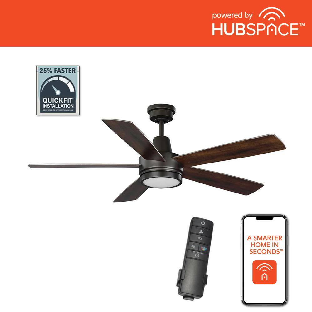 Hampton Bay Fanelee 54 in. White Color Changing LED Bronze Smart