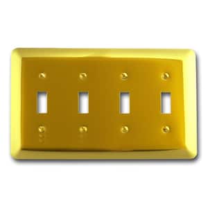 Brass 4-Gang Toggle Wall Plate (1-Pack)