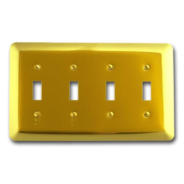 AMERELLE Brass 4-Gang Toggle Wall Plate (1-Pack)