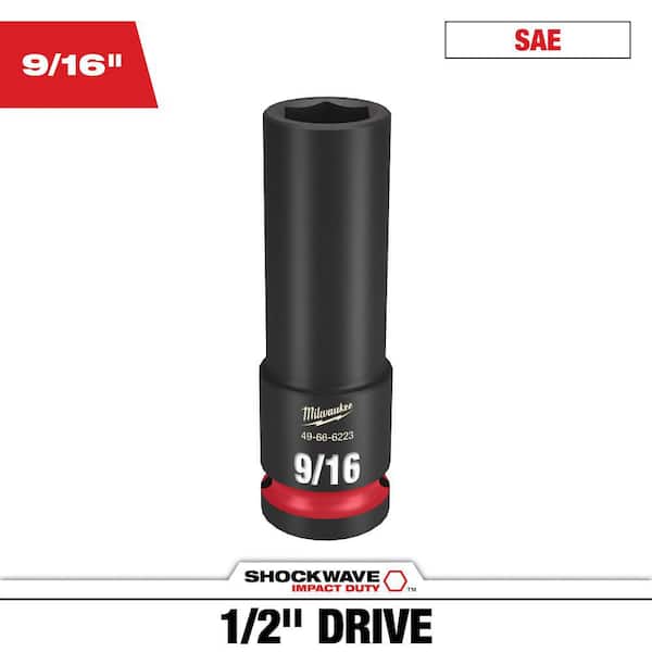 SHOCKWAVE 1/2 in. Drive 9/16 in. Deep 6 Point Impact Socket (1-Pack)