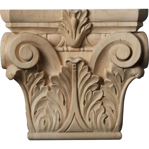Ekena Millwork 3-1/4 in. x 9-1/2 in. x 8-3/8 in. Unfinished Wood Cherry Medium Floral Roman Corinthian Capital