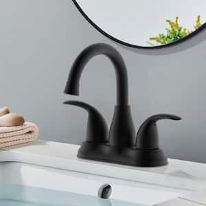 4 in. Centerset Double Handle High Arc Bathroom Faucet in Matte Black