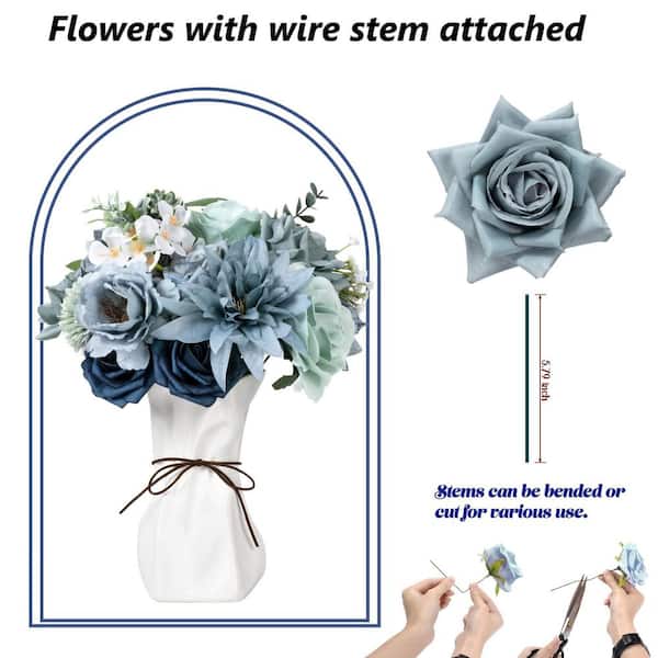 7.8 in. Blue Artificial Rose Flowers Combo Box HPCL6XGW - The Home