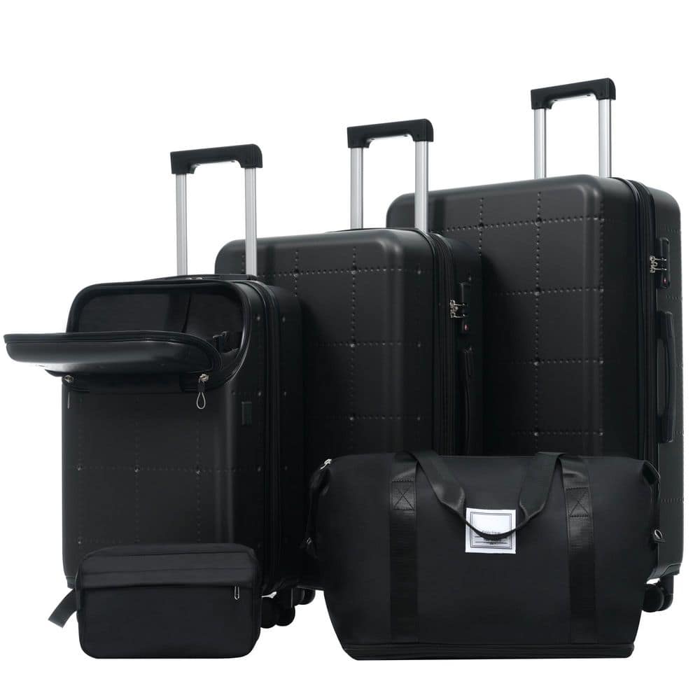 5-Piece Black ABS Hardside Luggage Set with Bags, USB Port, Double Spinner Wheels and TSA Lock price history on PriceWatchPro