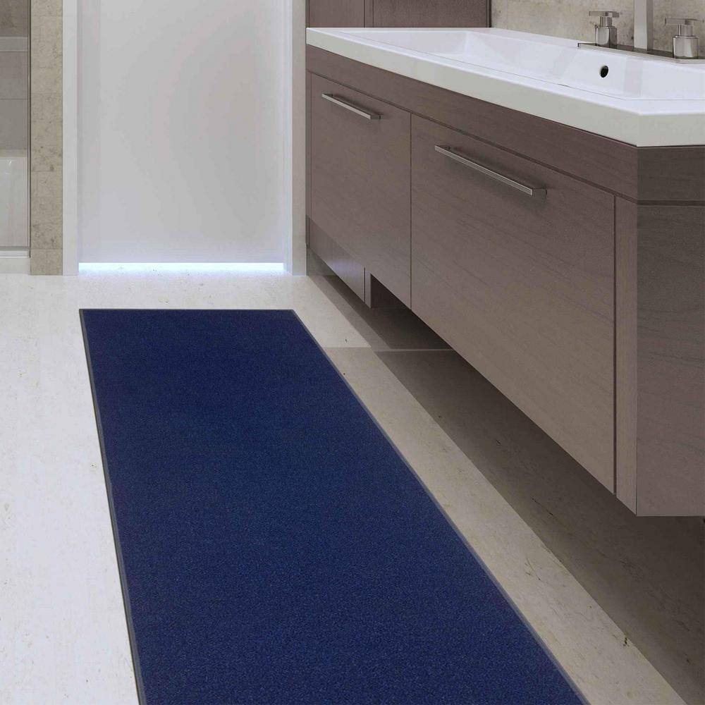 Navy Non-Slip Washable Synthetic Runner Rug 20" x 59"