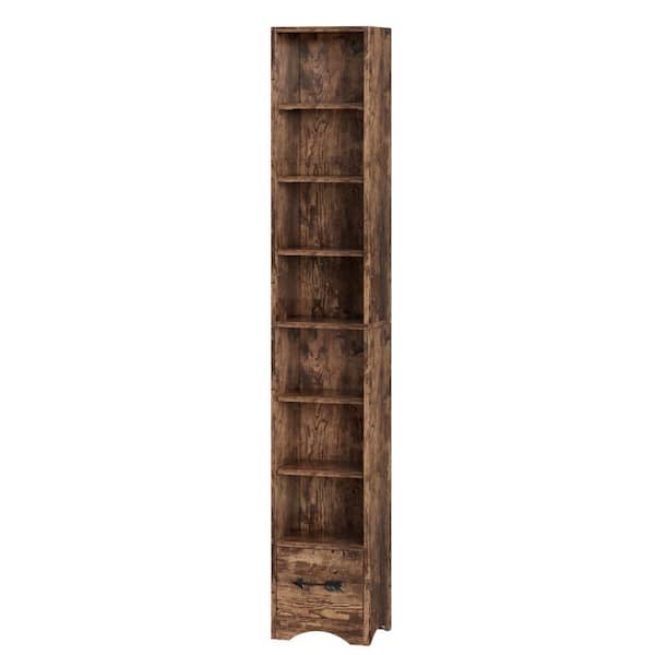 VECELO Tall Narrow Bookshelf with Adjustable Shelves 70.9 in. Slim