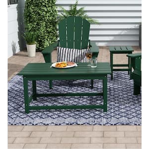 Mason Dark Green Poly Plastic Fade Resistant Outdoor Patio Rectangle Adirondack Coffee Table