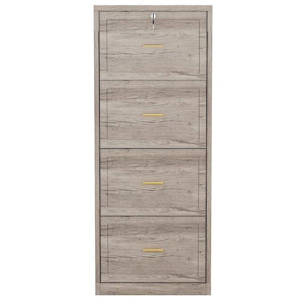 Cindy Tribesigns 4-Drawer Gray 22.8 Wood Storage Home Office Lateral Vertical File Cabinet A4/Letter/Legal Size