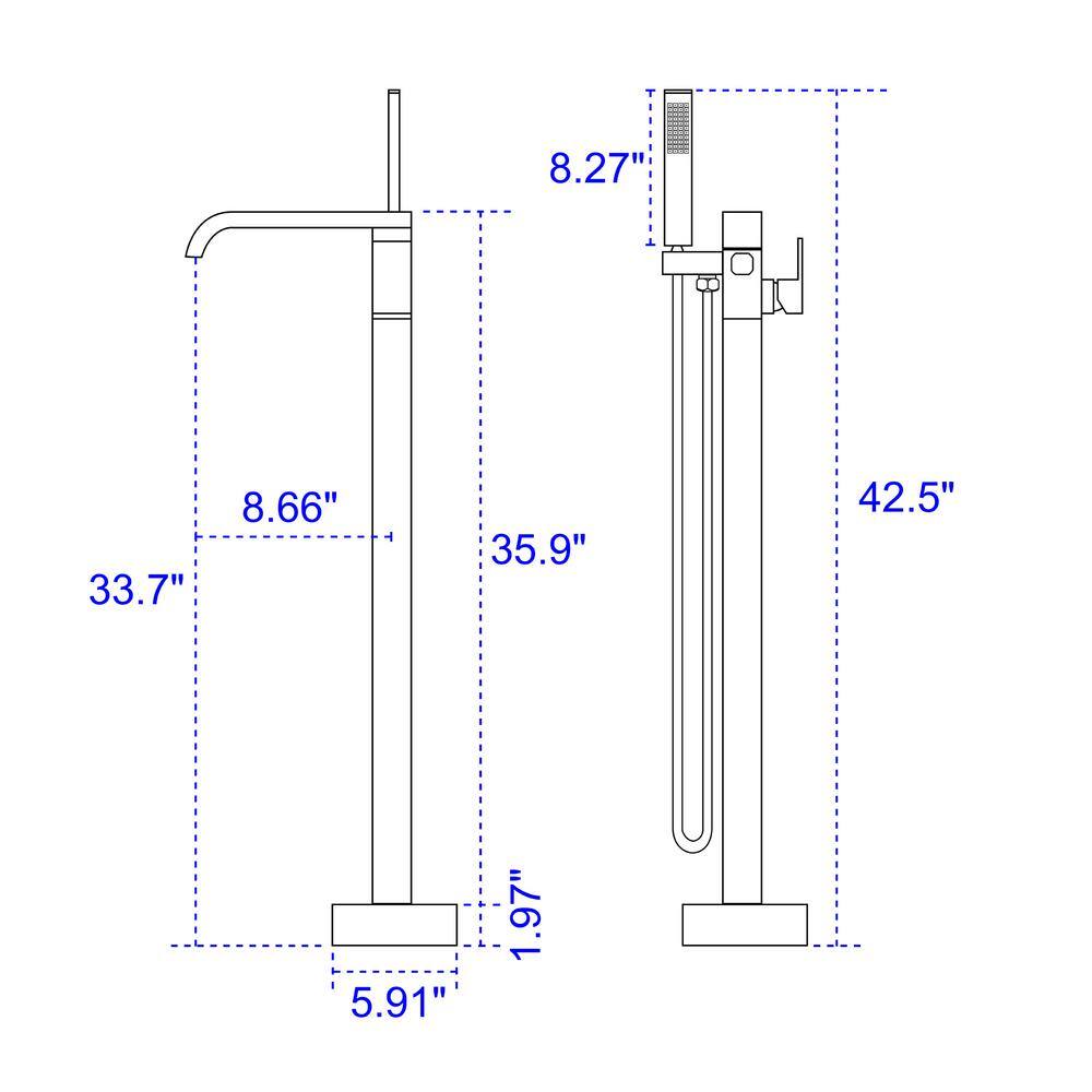 Matte Black Brass Floor-Mounted Freestanding Tub Filler