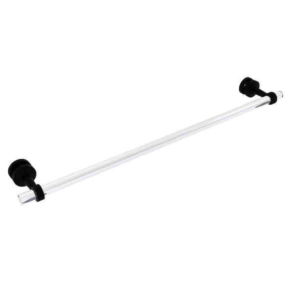 Allied Brass Pacific Beach Collection 30 in. Over-the-door Single Towel Bar in Matte Black with Groovy Accents