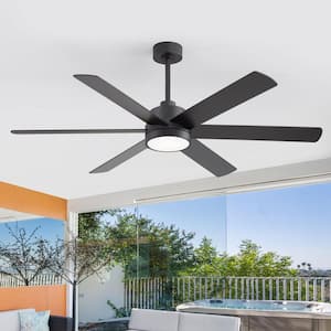 Arthur 60 in. Integrated LED Black Ceiling Fan with Light, Downrod, Black Propeller Blade and Remote Control Included