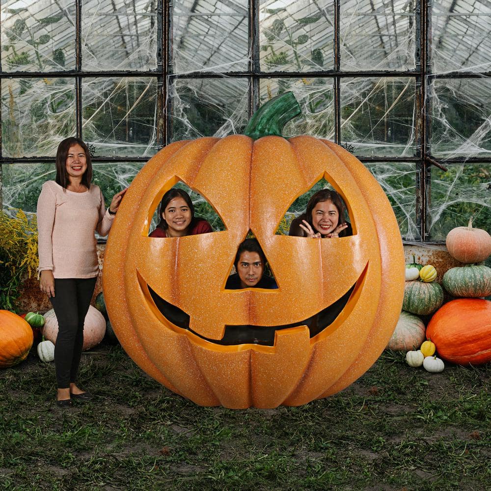 Large Orange Resin Halloween Pumpkin Patch Statue