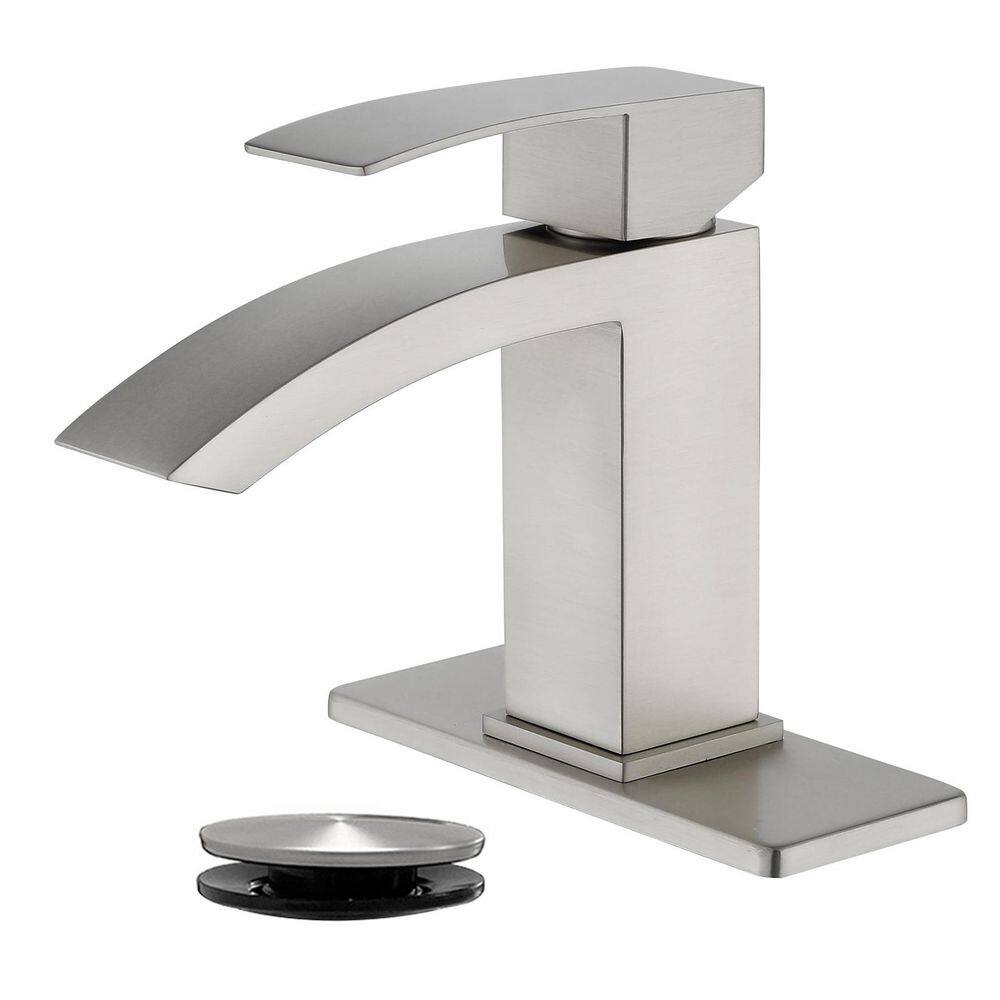 Single Handle Single Hole Bathroom Faucet with Deck Plate, Lever Handle Wat