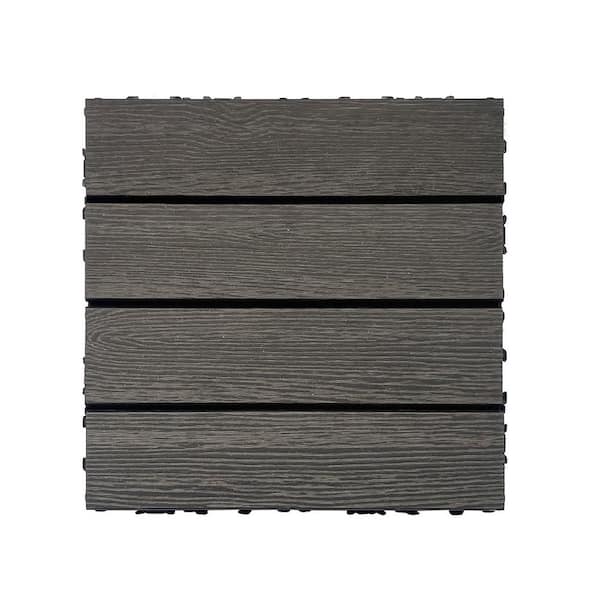 Tidoin Outdoor 1 ft. x 1 ft. Composite Deck Tile in Dark Gray (20 Per Box)