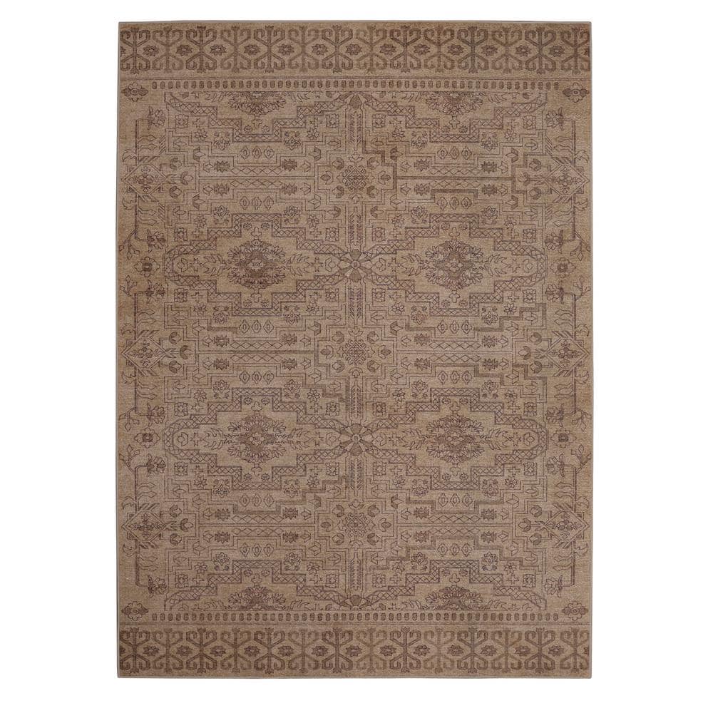 Park Saylor Sand and Beige 5 x 7 ft. Traditional Woven Distressed Polyester Rectangle Indoor Area Rug price history on PriceWatchPro