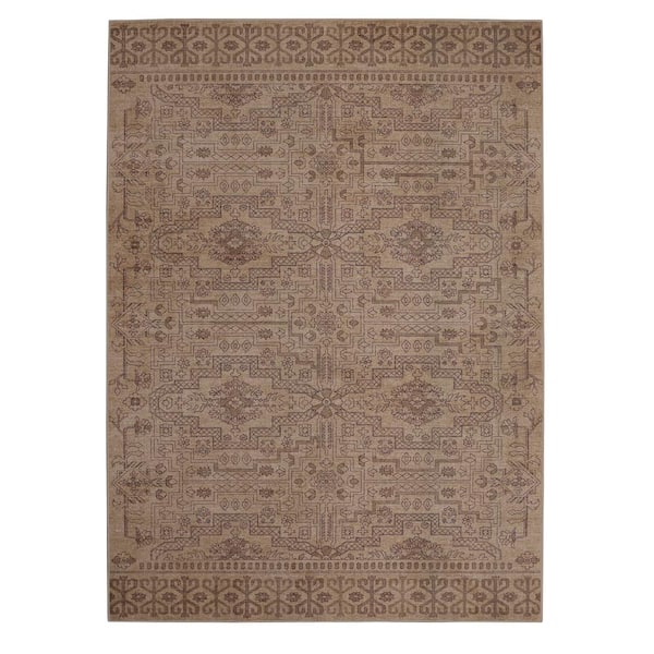 Linon Home Decor Park Saylor Sand and Beige 5 x 7 ft. Traditional Woven Distressed Polyester Rectangle Indoor Area Rug
