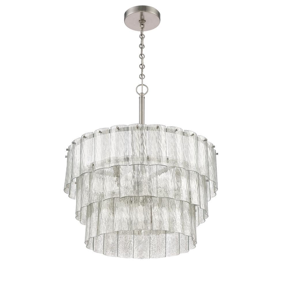 Museo Polished Nickel Mercury Glass 9-Light Chandelier