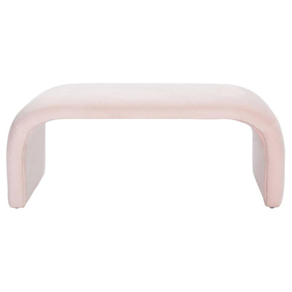 Tenko Light Pink Velvet Modern Accent Bench