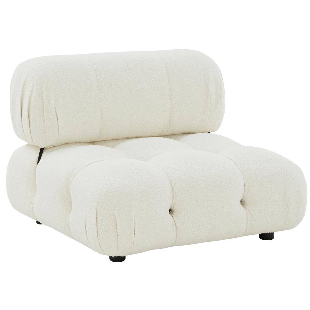Ellamaria Ivory Boucle Wood Slipper Accent Chair