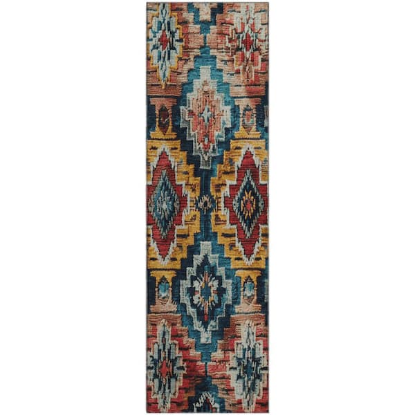Mayfield Premium Machine Washable Abstract AMF1891 Rust 2 ft. 3 in. x 7 ft. 6 in. Runner Rug
