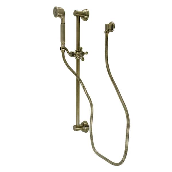 Kingston Brass Made to Match Single-Handle 1-Spray Shower Combo in Antique Brass with Slide Bar