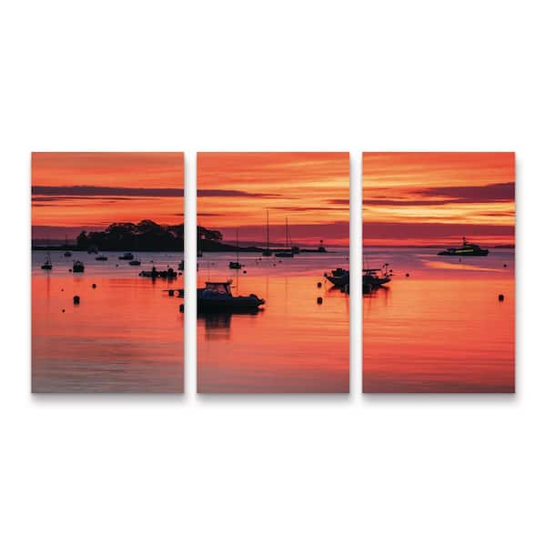Trademark Fine Art Michael Blanchette Photography Tangerine Sunrise 3-Piece Panel Set Unframed Photography Wall Art 19 in. x 36 in.