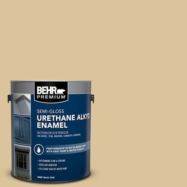 BEHR PREMIUM 1 gal. #S310-3 Natural Twine Urethane Alkyd Semi-Gloss Enamel Interior/Exterior Paint