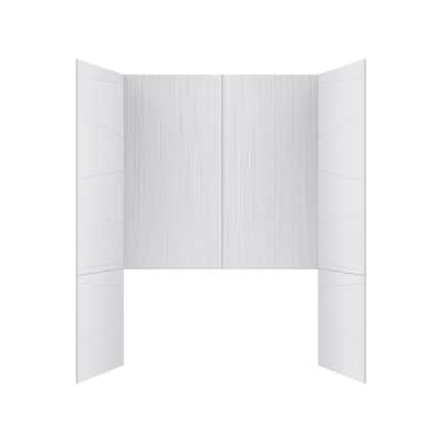 Prairie 60 in. W x 90 in. H 4-Piece Glue Up Marble Alcove Tub Wall Surround in Matte White