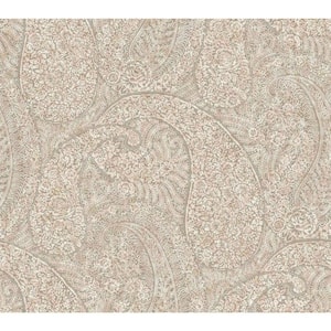 60.75 sq.ft. Pink Kashmir Dreams Paisley Wallpaper