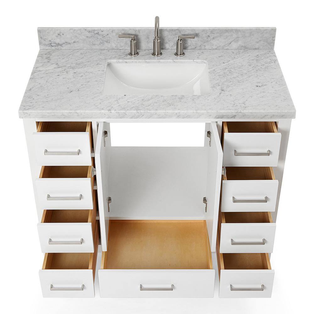 Cambridge 43" White Marble Single Basin Vanity Set