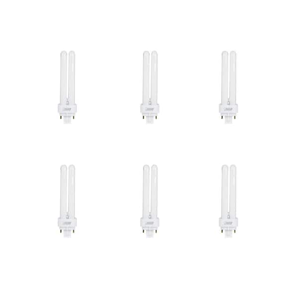 Feit Electric 13W Equiv PL CFLNI Quad Tube 4-Pin Plug-in G24Q-1 Base Compact Fluorescent CFL Light Bulb, Cool White 4100K (6-Pack)