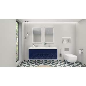 Bohemia 59 in. W Bath Vanity in High Gloss Night Blue with Reinforced Acrylic Vanity Top in White with White Basins