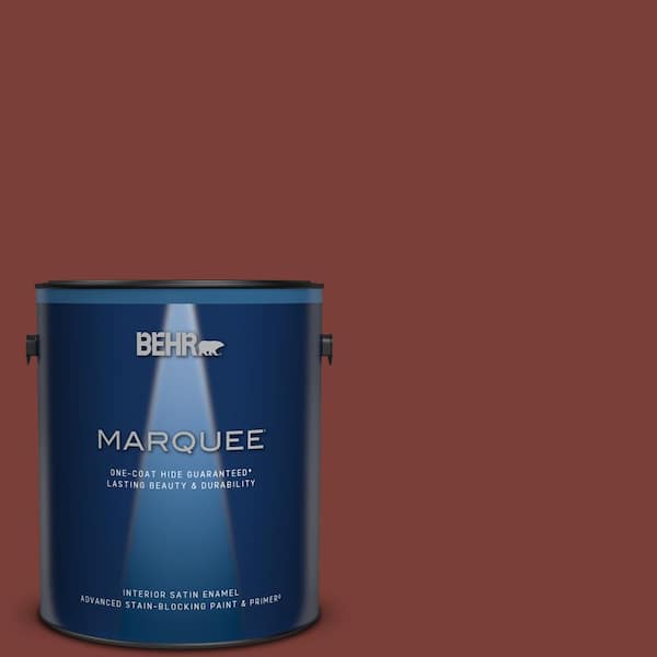 BEHR MARQUEE 1 gal. #PPU2-02 Red Pepper One-Coat Hide Satin Enamel Interior Paint & Primer